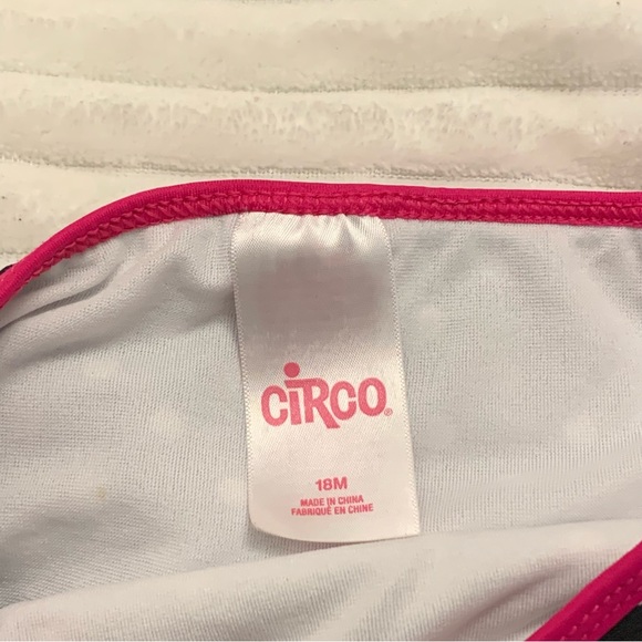 Baby Girl’s 18M Black Polka Dot Hot Pink Trim Takini 2-PC Swimsuit Tiered Top EC - Picture 9 of 14